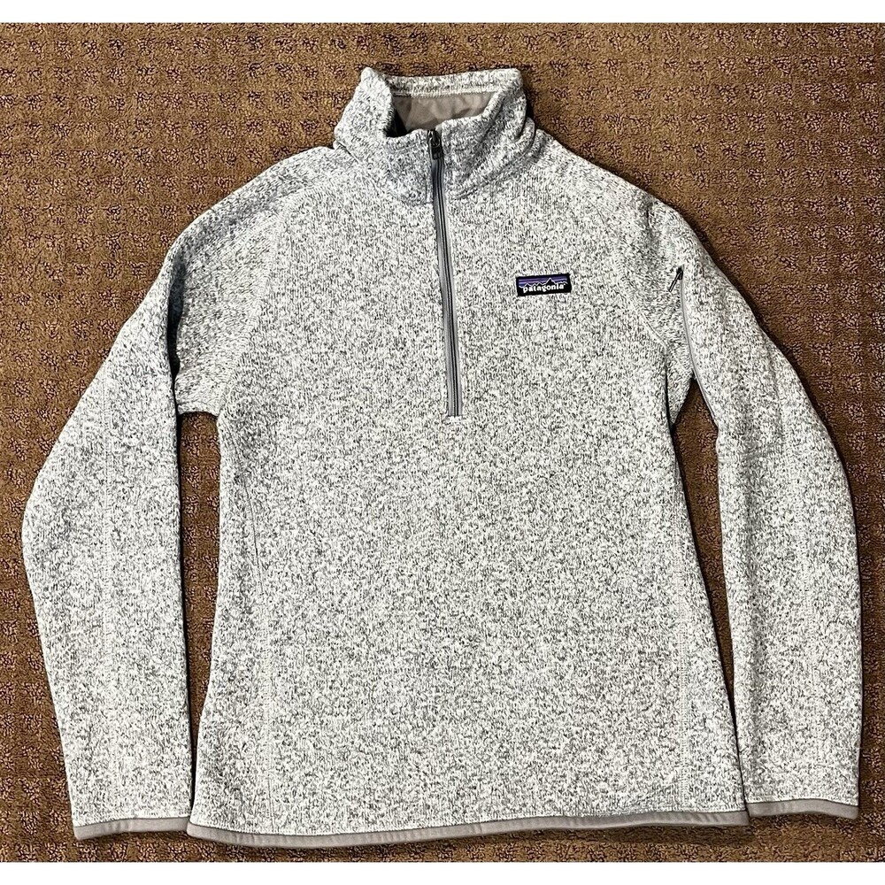 Patagonia Better Sweater 1/4 Zip Fleece Pullover Birch White Gray Sz Small Women